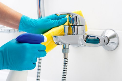 Detailed post-construction cleaning in an N4 kitchen after renovation